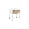 Modern White and Wood Nightstand with Drawer