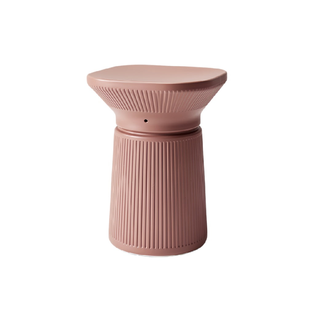 Contemporary Pink Ceramic Accent Stool with Textured Design